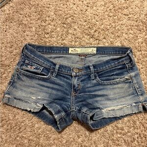 Hollister Distressed Denim Cutoff Shorts - Medium Blue Wash